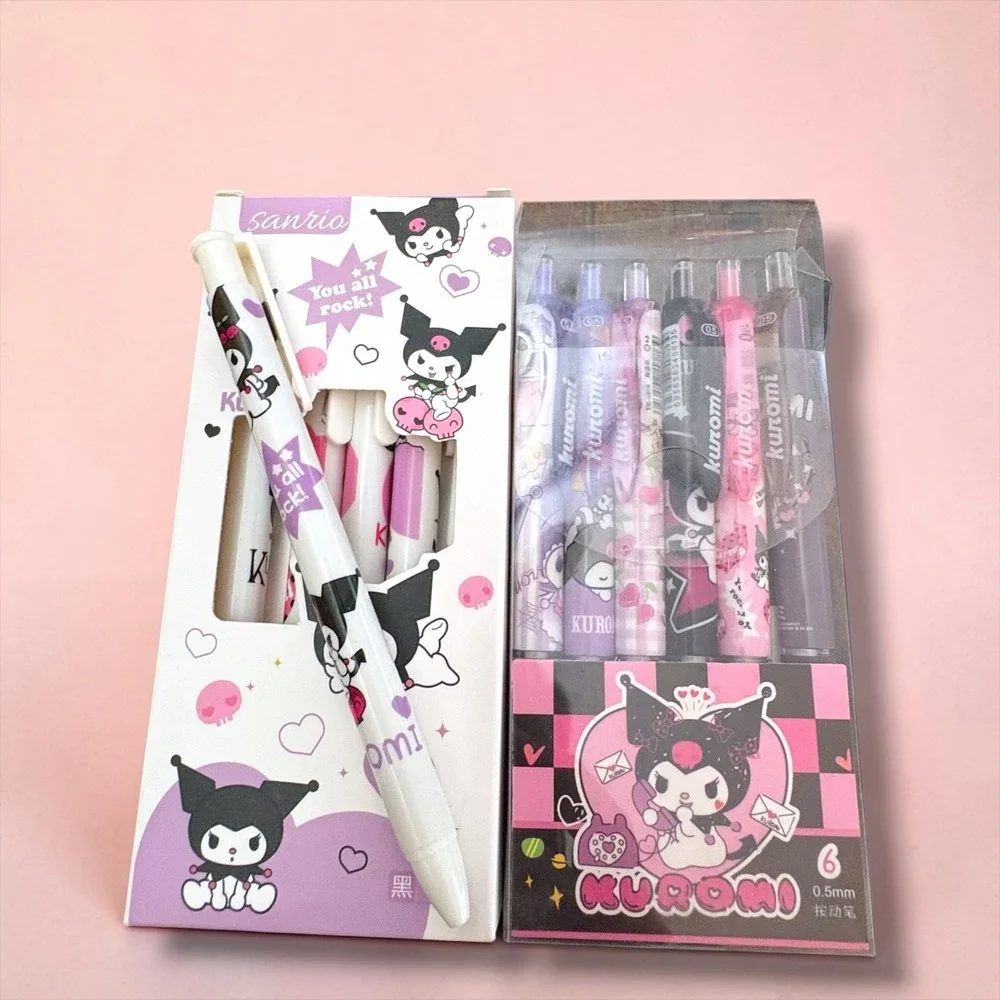 Sanrio Kuromi Retractable Gel Pen Set 12pc 0.5mm Black Ink Purple Pink CC-172303